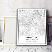 
              Wellesley, Massachusetts Modern Map Print 
            
