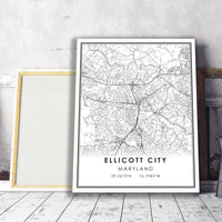 Ellicott City, Maryland Modern Map Print 