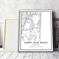 
              Sunny Isles Beach, Florida Modern Map Print 
            