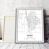 
              Derby, Kansas Modern Map Print 
            