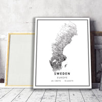
              Sweden, Europe Modern Style Map Print
            