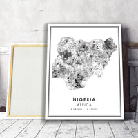 Nigeria, Africa Modern Style Map Print 