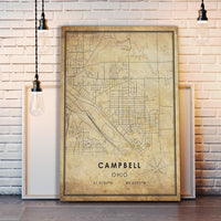 
              Campbell, Ohio Vintage Style Map Print 
            