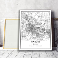 Tianjin, China Modern Style Map Print 