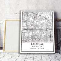 Roseville, Minnesota Modern Map Print 