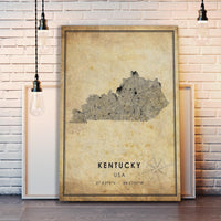 
              Kentucky, USA Vintage Style Map Print 
            