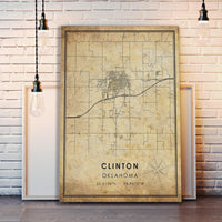 Clinton, Oklahoma Modern Map Print