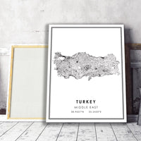 
              Turkey, Middle East Modern Style Map Print 
            