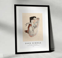 Egon Schiele - Naked lady. Crouching Nude in Shoes and Black Stockings, Back View 1912