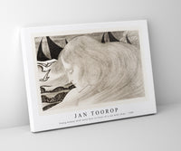 Jan Toorop - Young woman with wavy hair in front of a sea with ships (1900)