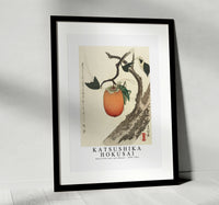 Katsushika Hokusai - Kakivrucht met sprinkhaan 1890-1900