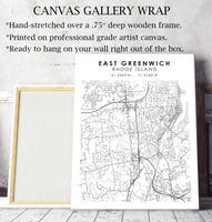 East Greenwich, Rhode Island Scandinavian Map Print