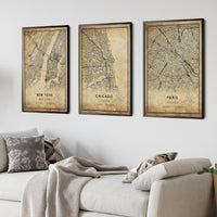 Chicago, Illinois Vintage Style Map Print