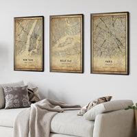 Belle Isle, Michigan Vintage Style Map Print