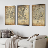 Boston, Massachusetts Vintage Style Map Print