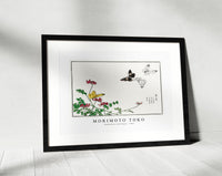 Morimoto Toko - Butterflies and flower illustration from Churui Gafu (1910)