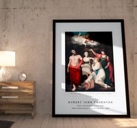 Robert John Thornton - Flora, Aesculapius, Ceres, with Cupid, Honoring the Bust of Linnaeus from The Temple of Flora (1807)