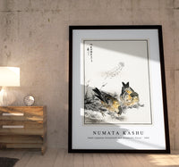 Numata Kashu - Small Japanese Greenfinch and Shepherd's Purse illustration from Pictorial Monograph of Birds (1885)