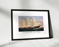 Currier & Ives - Clipper Ship Three Brothers, the largest sailing ship in the world