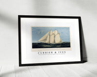Currier & Ives - Chromolithograph of the yacht Sappho of New York published