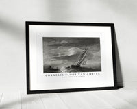 Cornelis ploos van amstel - Seascape with full moon-1779-1781