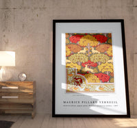 Maurice Pillard Verneuil - Cerfs et arbres, papier peint. Écureuil oiseaux et sorbier