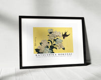 Katsushika Hokusai - Hydrangea and Swallow, from an untitled series of large flowers 1833-1834