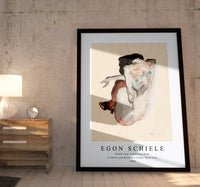 Egon Schiele - Naked lady. Crouching Nude in Shoes and Black Stockings, Back View 1912