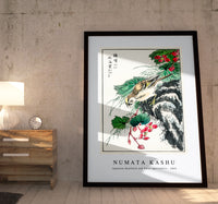 Numata Kashu - Japanese Hawfinch and Pirus Spectabilis illustration from Pictorial Monograph of Birds (1885)