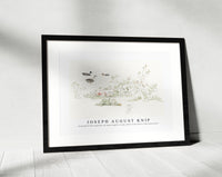 Joseph August Knip - Studieblad met planten en watervogels (study sheet with plants and waterfowl)