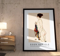 Egon Schiele - Standing Nude woman with a Patterned Robe 1917