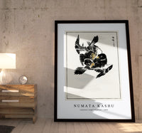 Numata Kashu - Japanese Jungle Nightjar illustration from Pictorial Monograph of Birds (1885)