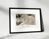 Jan Toorop - Young woman with wavy hair in front of a sea with ships (1900)