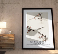 Katsushika Hokusai - Three Birds Perched on Branches, One with Blossoms 1830-1850