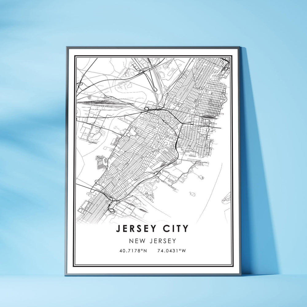 Jersey City, New Jersey Modern Map Print