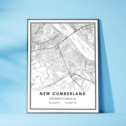 New Cumberland, Pennsylvania Modern Map Print 