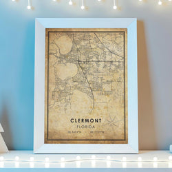 Clermont, Florida Vintage Style Map Print 