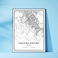 College Station, Texas Modern Map Print 