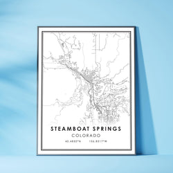 Steamboat Springs, Colorado Modern Map Print 