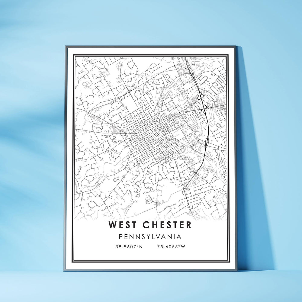 West Chester, Pennsylvania Modern Map Print 