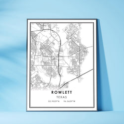 Rowlett, Texas Modern Map Print 