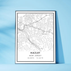 Hazlet, New Jersey Modern Map Print 