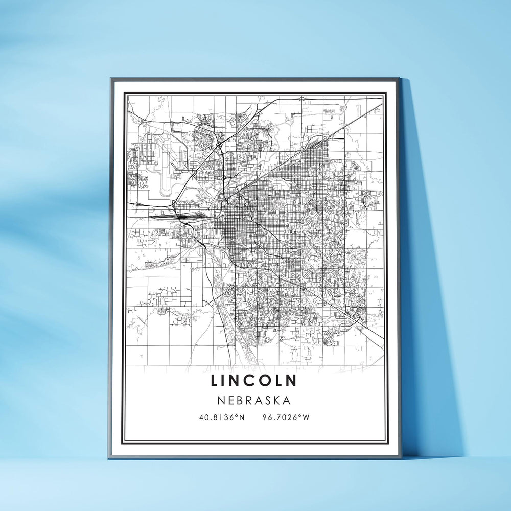 Lincoln, Nebraska Modern Map Print 
