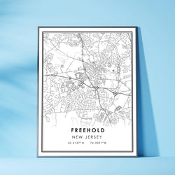 Freehold, New Jersey Modern Map Print 