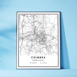 Coimbra, Portugal Modern Style Map Print  