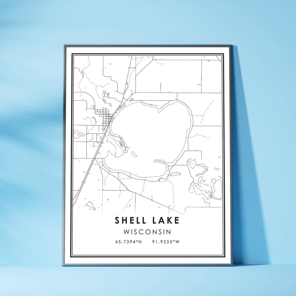 Shell Lake, Wisconsin Modern Map Print 