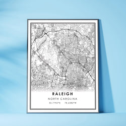 Raleigh, North Carolina Modern Map Print 