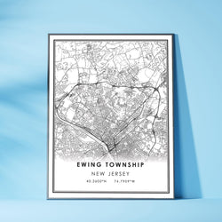 Ewing Township, New Jersey Modern Map Print 