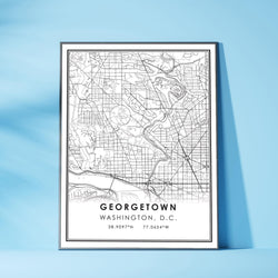 Georgetown, Washington DC Modern Map Print 