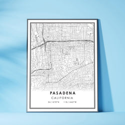 Pasadena, California Modern Map Print 